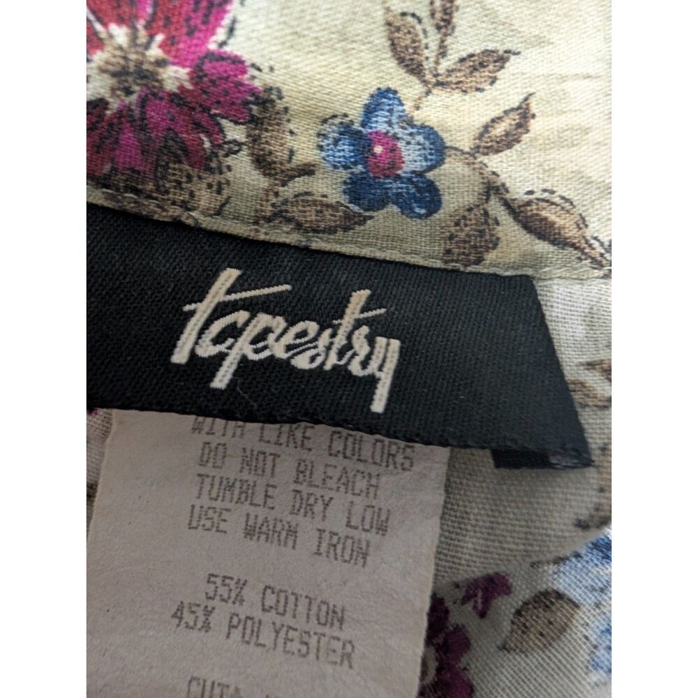 Vintage Tapestry Floral Button Shirt Cottagecore Romantic Blouse Large - Picture 6 of 8